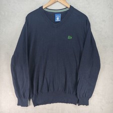 Schalke 04 Pullover Herren Gr. 56/XL Dunkel Blau V-Ausschnitt Pulli 100% Baumwol