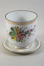 Q40S25- Heinrich Barnsch Porzellan Cachepot und Untersetzer Blumen handbemalt