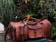Tasche Leder Vintage Reisegepäck Echtes Gym Weekend Duffle Duffel Übernacht