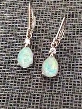 1 Paar 925 Silberweise-Opalohrringe ( 2,3 g Naturstein ) im Vintage-Boho-Style