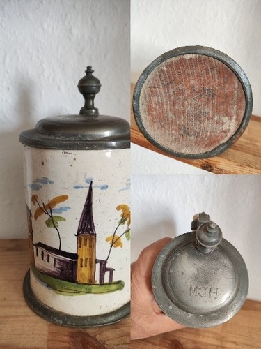 Walzenkrug 1750 fayence farbig - 1750,