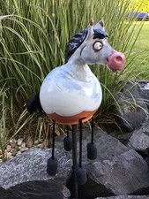 Keramik pferd gartenkugel - keramik, wh