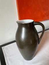 VINTAGE: brauner Keramik KRUG Kanne Vase innen weiß h=22cm