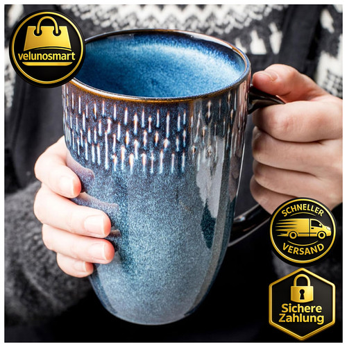 Kaffeetasse 600ml keramik blau - kaffeetasse,