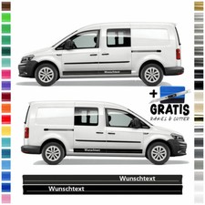 Auto Seiten-Streifen Dekor-Sticker komp. mit VW Caddy Maxi - Wunsch-Text & Farbe