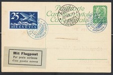 ✈Erstflug, Schweiz 1924  "Grenchen - Zürich" Ganzsache mit ZuF SST Flugpost !!