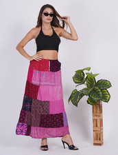 Damen Multi Patchwork Hippie Maxirock mit Kordelzug sortiert Posten Großhandel