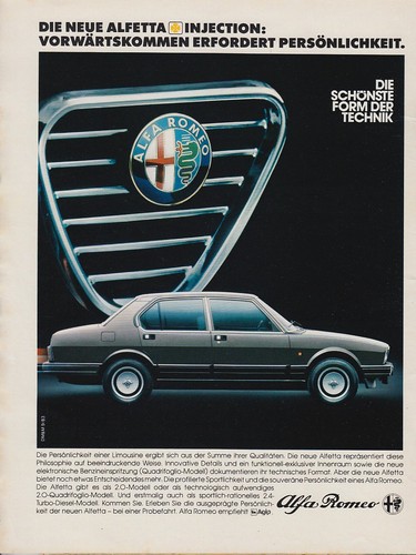 Alfa romeo alfetta - alfetta, reklame