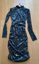 Samtkleid Kleid Stretch Party Partykleid Midi Samt Guess gerafft Blumen Gr. Xs