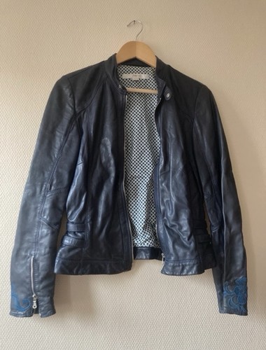 Blaue damen lederjacke - blaue,