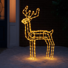 Weihnachtsrentier LED 3D beweglicher Kopf 216 LEDs warmweiß Aussen Metall