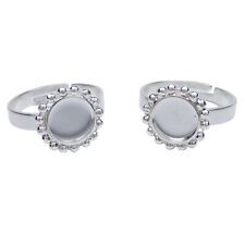 2 Stück 925 Sterling Silber Ring Rohling 8mm Fassung verstellbar