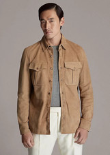 Herren Beige Wildleder Hemd