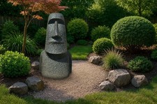 Moai Kopf 98 cm aus Steinguss, Steinfiguren, Skulpturen, Deko