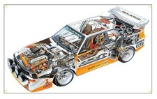 Riesige Audi S1 Quattro Rally Flag Flagge Fahne Banner Motorsport 118 x 176 cm