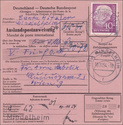 Auslandspostanweisung