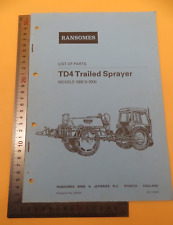 Ransomes TD4 Anhängespritze Modelle 1600 und 2000 Teileliste Taschenbuch