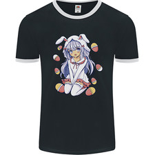 Ostern Anime Mädchen mit Eiern und Hasenohren Herren Ringer T-Shirt FotL
