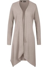 Strickjacke mit Zipfelsaum Gr. 44/46 Naturstein Silber Damen Strick-Jacke Neu