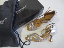 Tanzsport Latein Tanzschuhe DIAMANT 4 1/2 Weite F silber Flare 6,5 wie NEU /26n