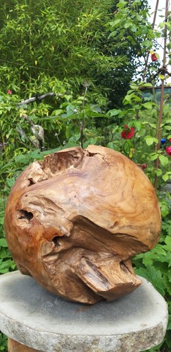 Teakholz kugel skulptur - teakholz,