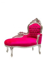 Daybed Chaise Longue IN Holz Blatt Silber Samt Fuchsia Preis Angebot