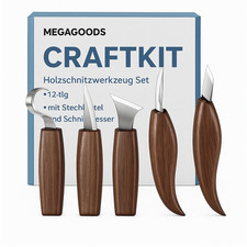 Holzschnitzwerkzeug Set 12-tlg mit Stechbeitel und Schnitzmesser DE.
