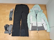 TOP Ski-Kombi: Damen Skijacke (Mint/Weiß) & Skihose (Schwarz) Gr. S/36 – RECCO®