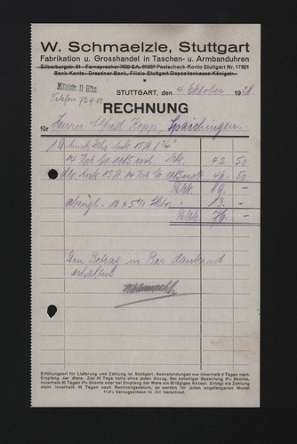 Stuttgart rechnung 1928 - rechnung, w