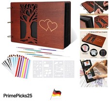 Familien Fotoalbum Holz 100 Seiten DIY Scrapbook mit Zubehör Fotobuch