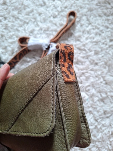 Pieces tasche leder khaki - leder,