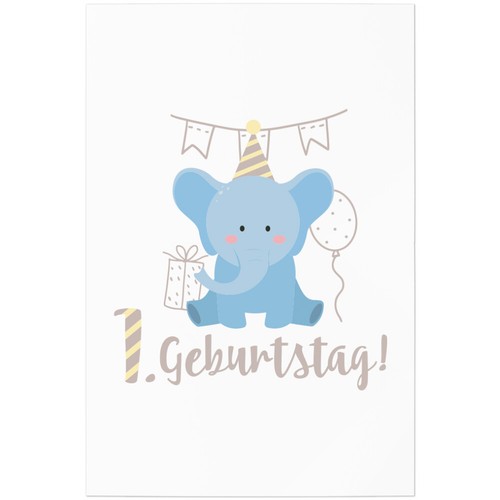 Geburtstag blauer elefant - blauer,