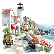 Wandbild Leuchtturm Landschaft