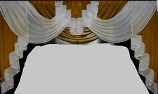 ~*~ Deko-Querbehang ~ Voile ~ braun / weiss ~ 1,80 m breit ~ NEU ~*~