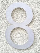 Hausnummer 8 Edelstahl H30cm Arial-2D V2A  0 1 2 3 4 5 6 7 8 9 a b c d e