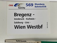 Zuglaufschild innen aus ÖBB