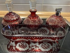 Glas Menagerie Bodouir Parfum Schmuck 20er Jahre Dose Retro Rot Schminktisch Top