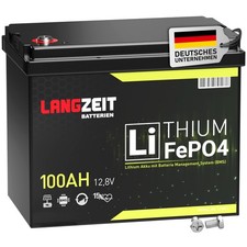 LiFePO4 100Ah 12V LANGZEIT Lithium Batterie Solarbatterie Wohnmobil Solar USV