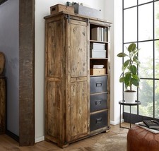 Schrank Highboard Massivholz 100x175cm Mango Holz massiv & Eisen NEU OVP!!!