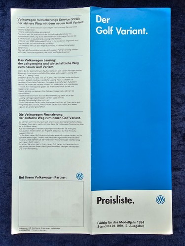 Golf variant preisliste - variant,