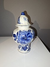 Kleine Deckelvase Original Delfts Blauw Raam  Handbemalt