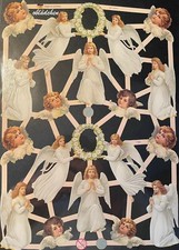 # GLANZBILDER # EF 7382 Engel, Bogen mit weißen nostalgischen Schutzengeln  #