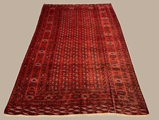 Vintage Afghan Turkoman Dorf Teppich 360x240 cm, Rot, Schwarz Tribal Groß