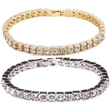 Zirkonia Tennis Armband Kristall Kette Statement Modisch Reif Cocktail Gala Hand