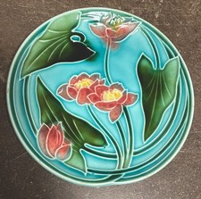 Majolika - Keramik -Teller, Villeroy&Boch Schramberg,Seerosenmuster,um 1900