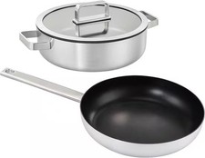 HANSEATIC Pfannen-Set PREMIUM Edelstahl Antihaftbeschichtung, für alle Herdarten