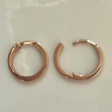 9ct rose Gold huggie hoop earrings 12mm diameter 2mm thick Made in Italy QUALITY