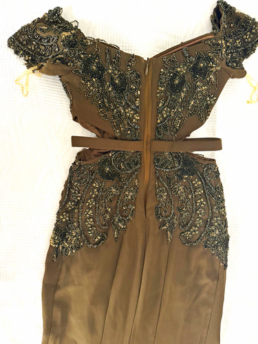 Damen abendkleid lang - abendkleid, braun