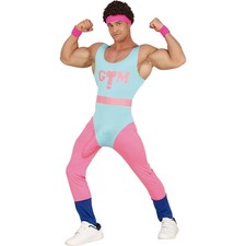 Aerobic Anzug Pump & Protz Retro Gymnastikanzug 80er für Herren Gr. M-L JGA