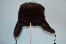 Nerzmütze Uschanka Echtfell russische Wintermütze Pelzmütze Gr. 53-54 Vintage